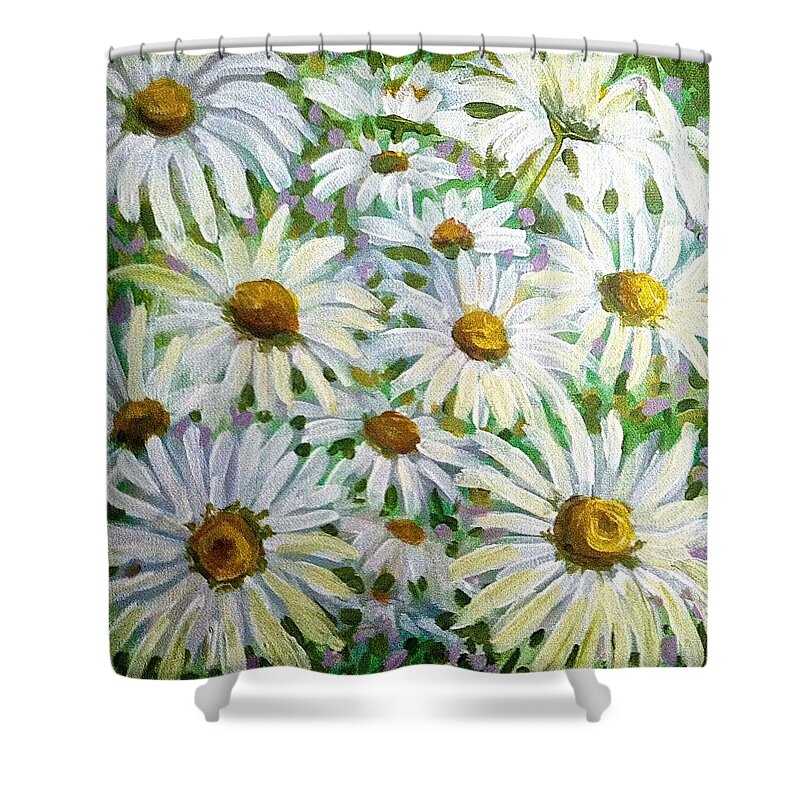 Daisy Shower Curtain featuring the painting Daisies by Jeanette Jarmon