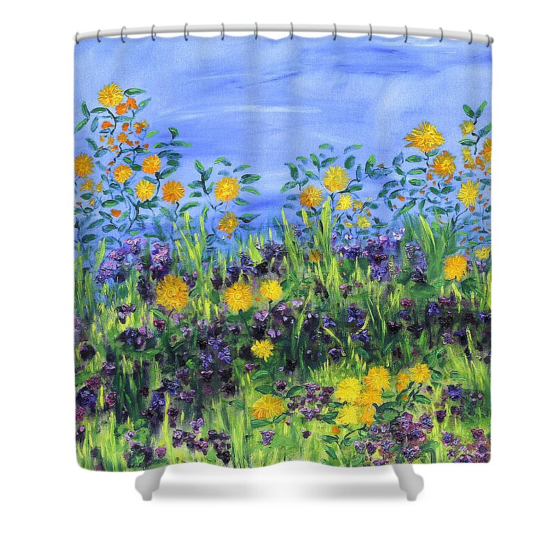 Flowers Shower Curtain featuring the painting Daisy Days by Regina Valluzzi