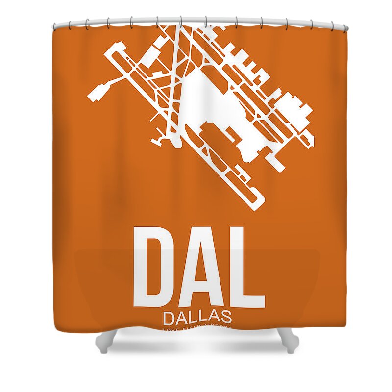 Dallas Shower Curtain featuring the digital art DAL Dallas Airport Poster 2 by Naxart Studio