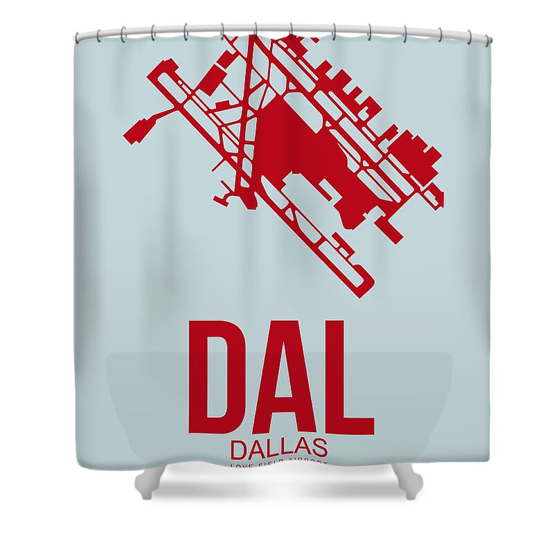 Dallas Shower Curtain featuring the digital art DAL Dallas Airport Poster 4 by Naxart Studio