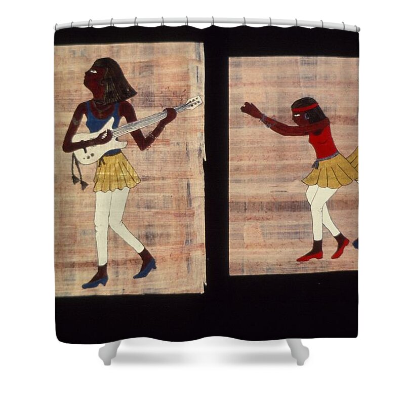 Acrylic Painting Shower Curtain featuring the painting Dance and Flute by Karen Buford