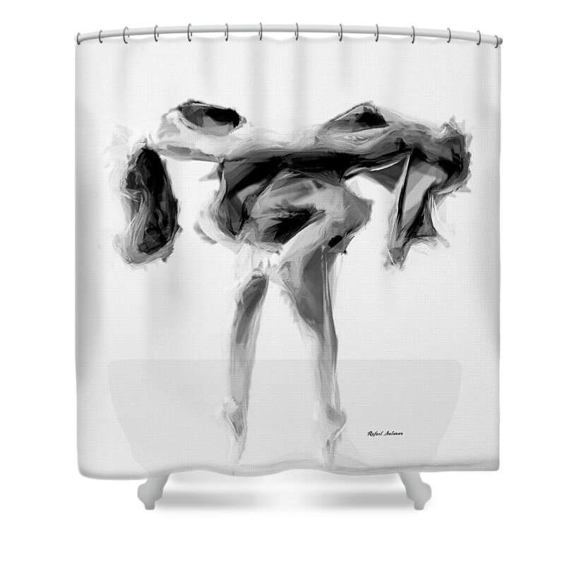 Black And White Shower Curtain featuring the digital art Dance Moves II by Rafael Salazar