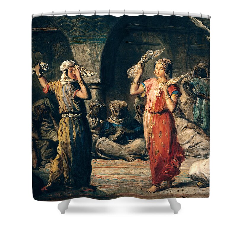 Harem Shower Curtain featuring the photograph Dance Of The Handkerchiefs, 1849 Oil On Panel by Theodore Chasseriau