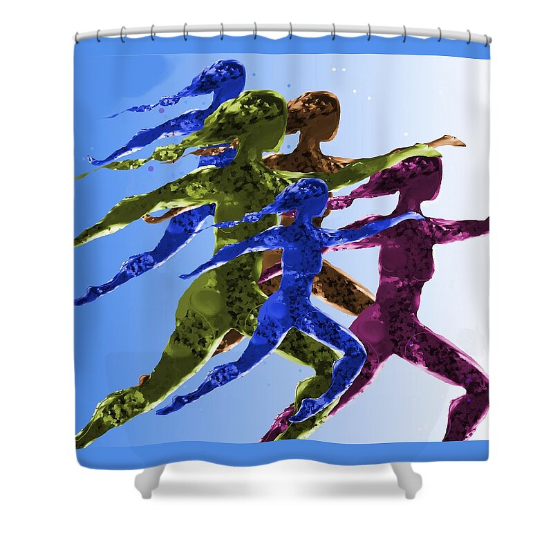 Dancers Shower Curtain featuring the digital art Dancers by Mary Armstrong
