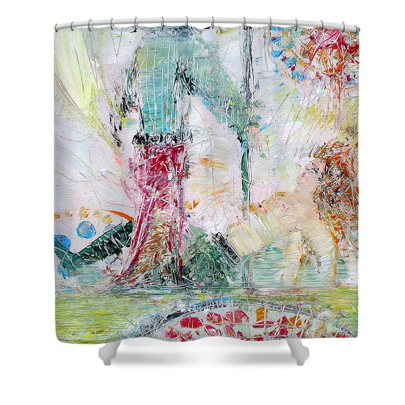 Dance Shower Curtain featuring the painting DANCING in the SEVENTIES by Fabrizio Cassetta