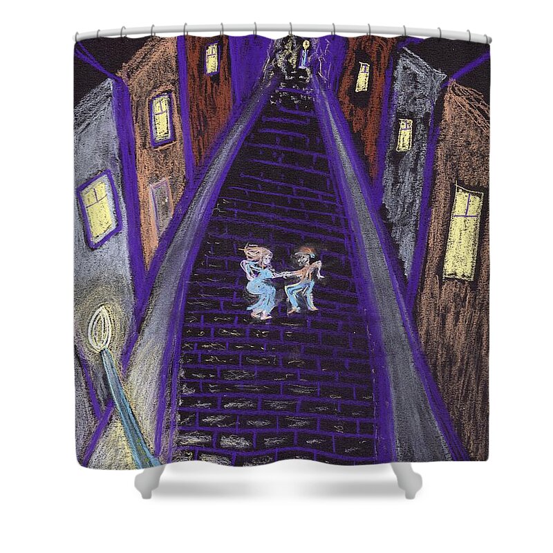 Jim Taylor Shower Curtain featuring the painting Dancing in the Street by Jim Taylor