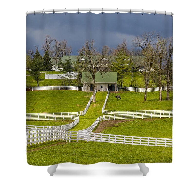 Animal Shower Curtain featuring the photograph Darby Dan Farm KY by Jack R Perry