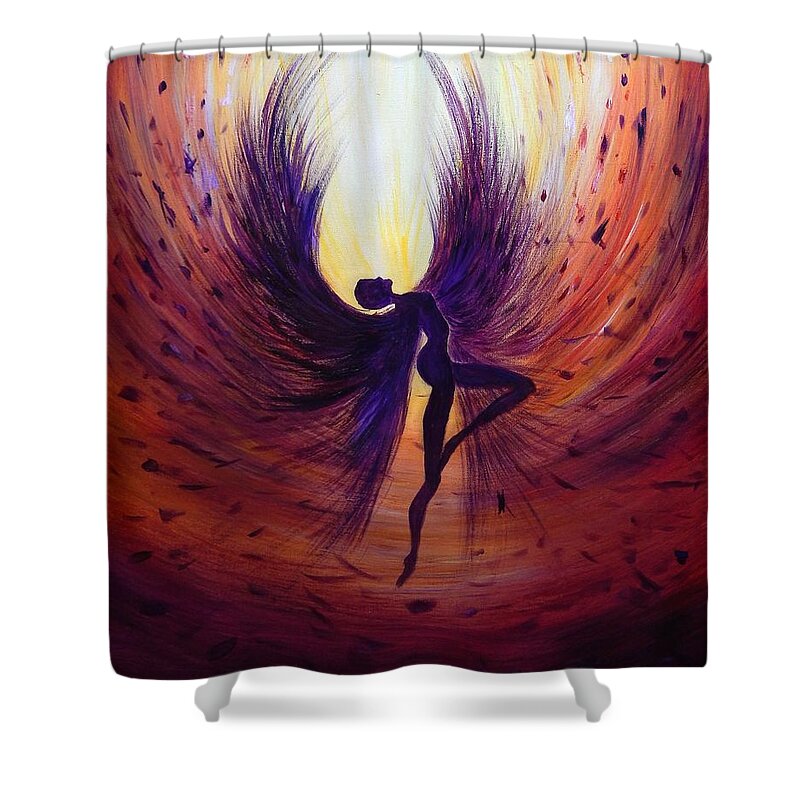 Light Shower Curtain featuring the painting Dark Angel by Lilia D