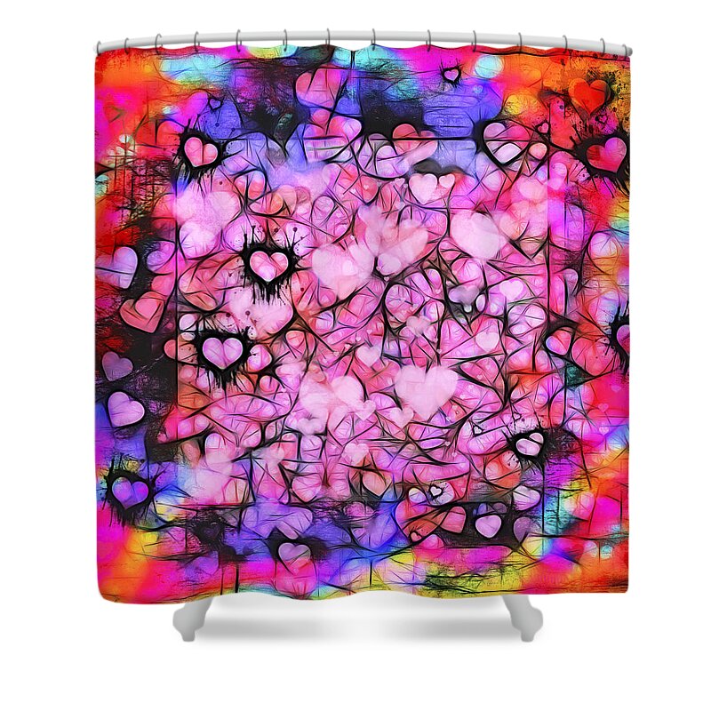 Valentine Shower Curtain featuring the photograph Moody Grunge Hearts Abstract by Marianne Campolongo