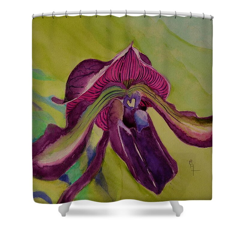 Orchid Shower Curtain featuring the painting Dark Orchid by Beverley Harper Tinsley