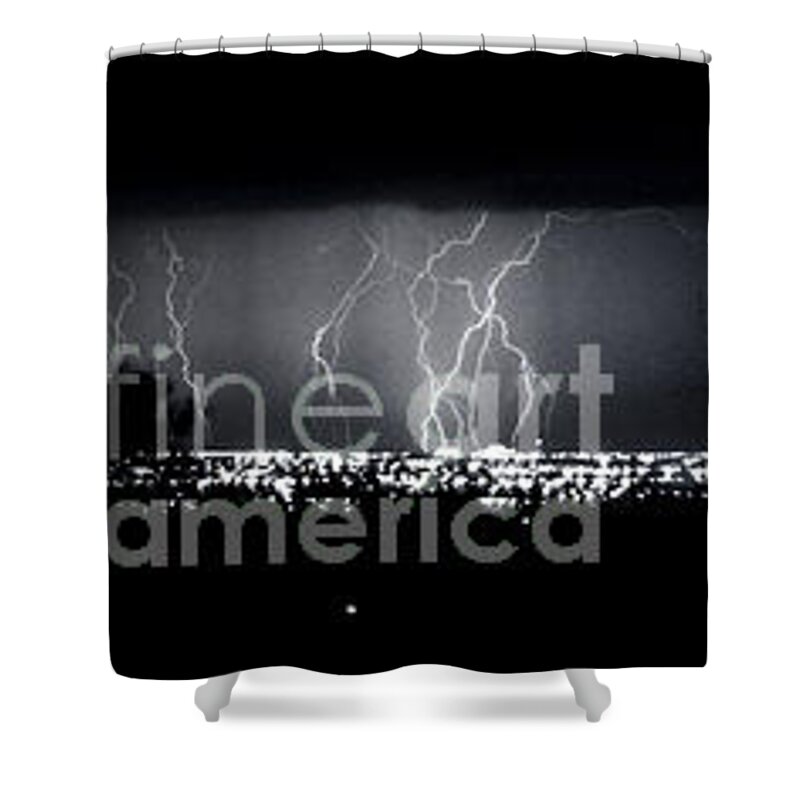 Lightning Shower Curtain featuring the photograph Darkness Symphony-15x72-Signed by J L Woody Wooden