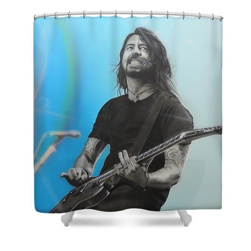 Dave Grohl Shower Curtain featuring the painting Dave Grohl by Christian Chapman Art