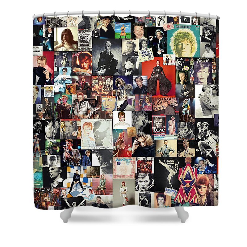 David Bowie Shower Curtain featuring the digital art David Bowie Collage by Zapista OU