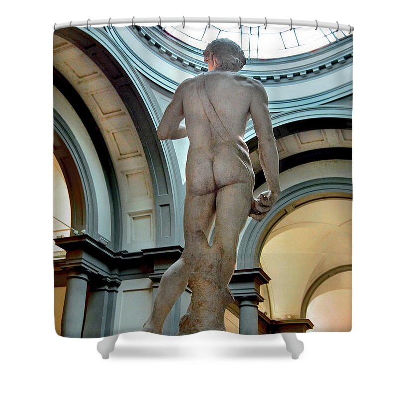 David Shower Curtain featuring the photograph DAVID.Florence by Jennie Breeze