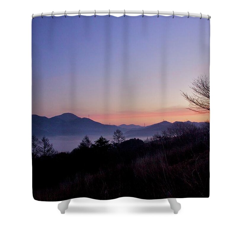 Tranquility Shower Curtain featuring the photograph Dawn At Lake Yamanaka by Jun Okada