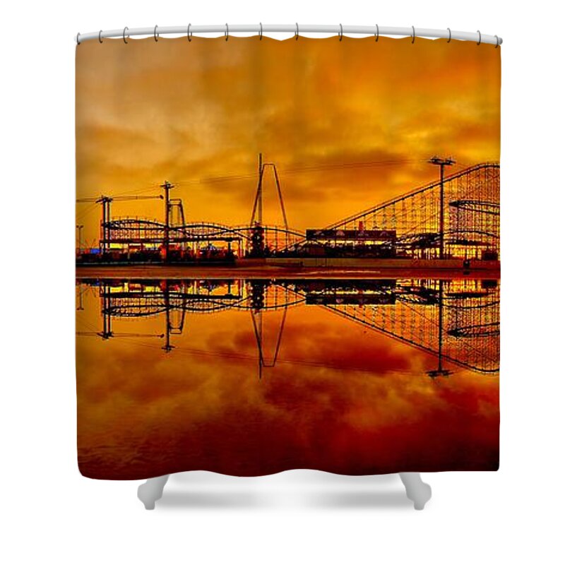 Pier Shower Curtain featuring the photograph Dawn at Wildwood Pier by Nick Zelinsky Jr