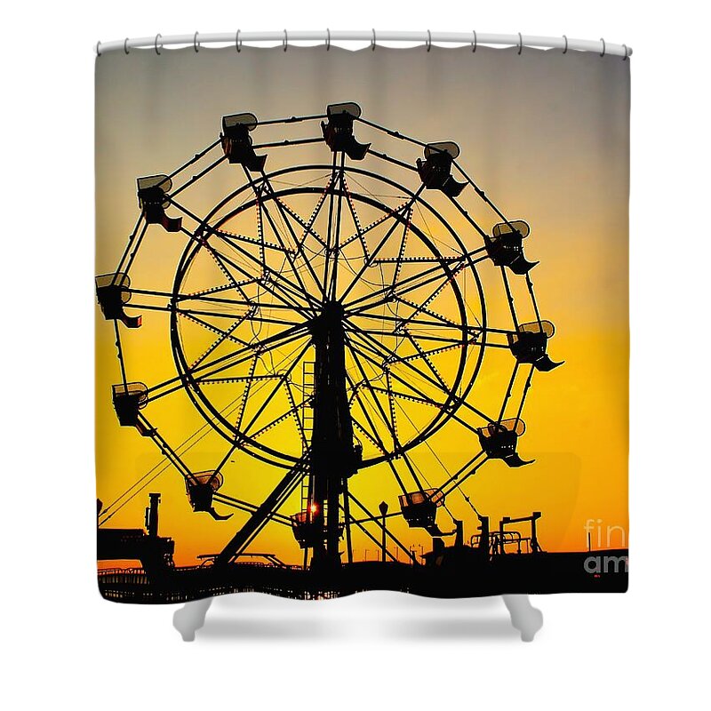 Amusement Shower Curtain featuring the photograph Dawn on the Pier by Nick Zelinsky Jr