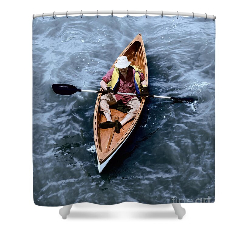 Canoeing Shower Curtain featuring the photograph Day Tripper Determination by Barbara McMahon