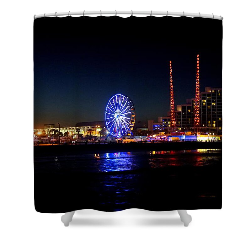 Daytona Shower Curtain featuring the photograph Daytona at Night by Laurie Perry