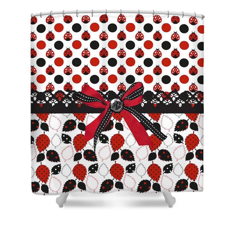 Ladybugs Shower Curtain featuring the digital art Dazzling Ladybugs by Debra Miller