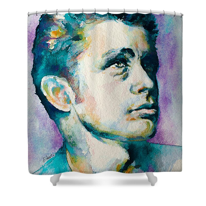 James Dean Shower Curtain featuring the painting Rebel Without a Cause by Laur Iduc