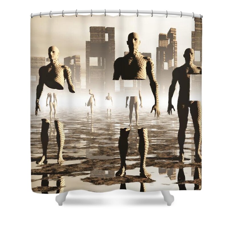 Deconstruction Shower Curtain featuring the digital art DeCoNsTrUcTiOn by John Alexander
