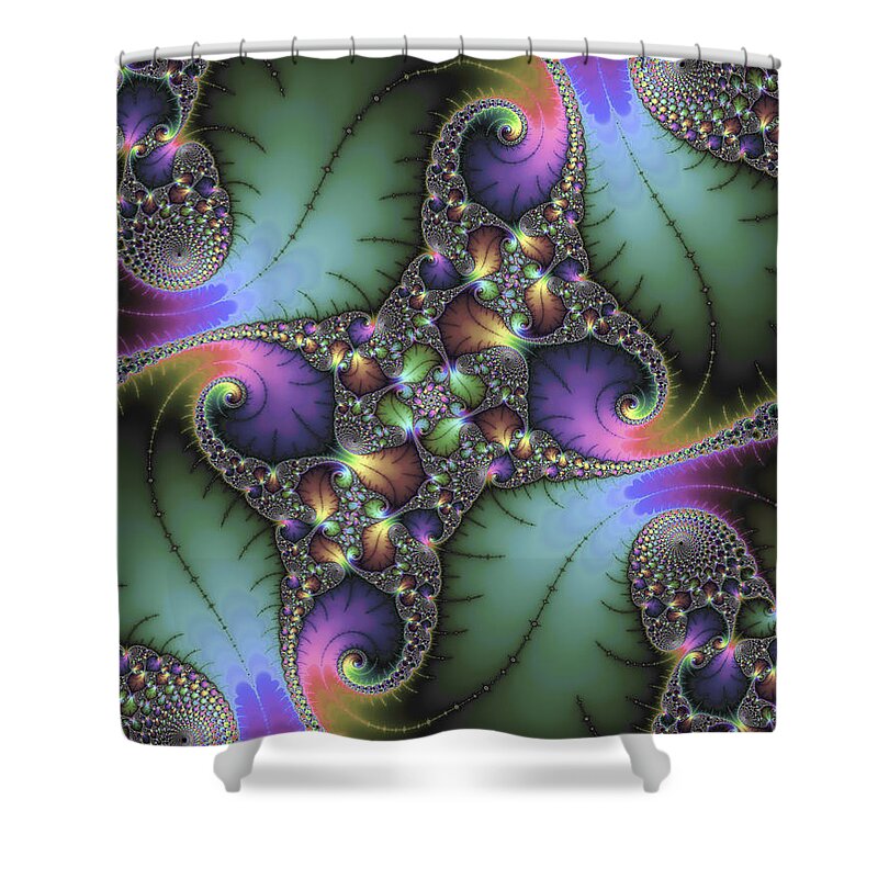 Fractal Shower Curtain featuring the digital art Decorative abstract fractal art with jewel colors by Matthias Hauser