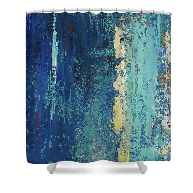 Blue Shower Curtain featuring the painting Deep Blue Abstract by Patricia Pinto