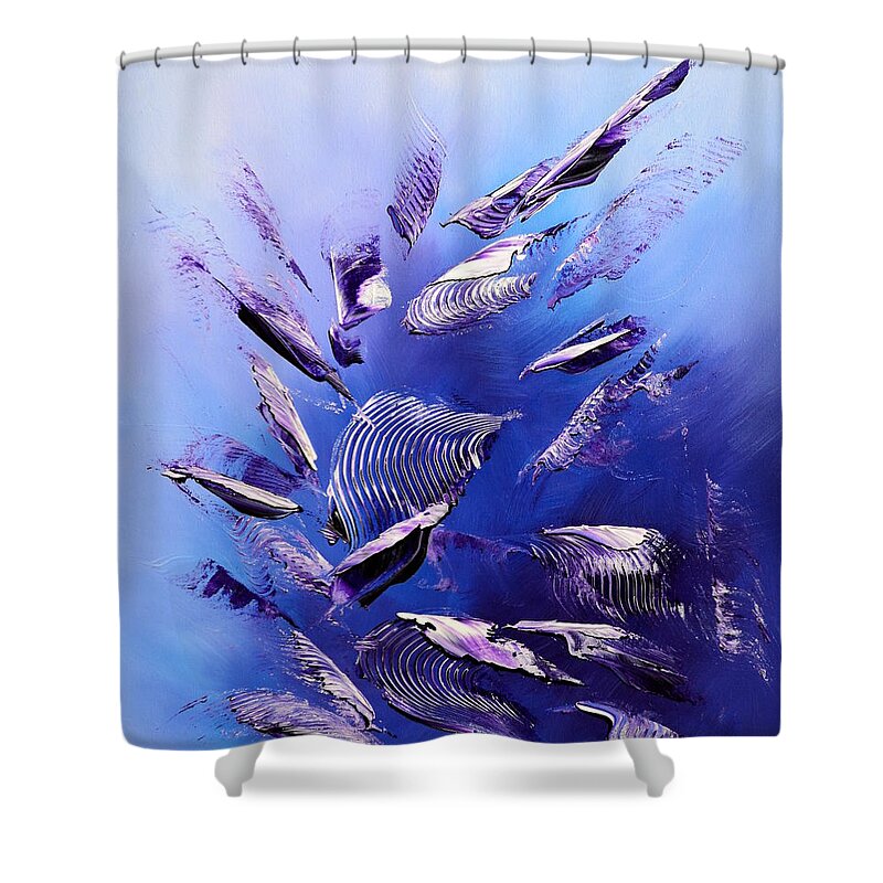 Palette Knife Shower Curtain featuring the painting Deep blue dream by Thierry Vobmann