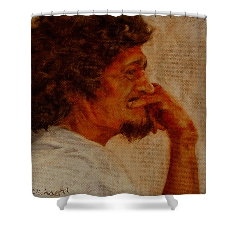 Portrait Shower Curtain featuring the painting Inner Musings by Connie Schaertl
