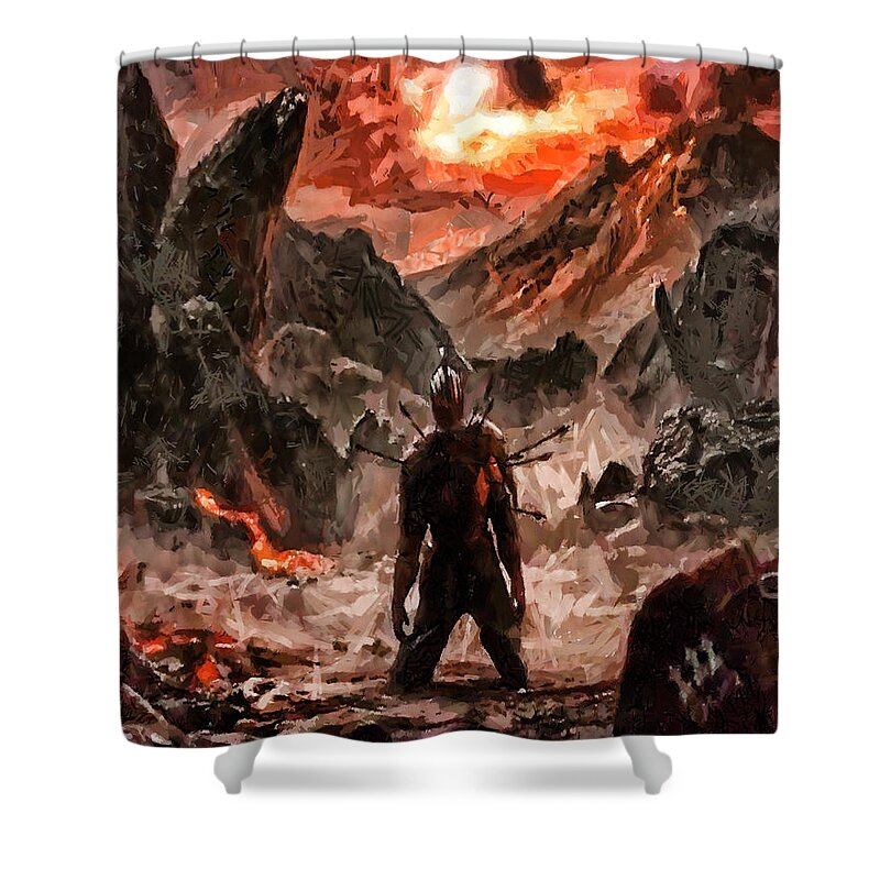 Midnight Streets Shower Curtain featuring the painting Defiant To The End by Joe Misrasi