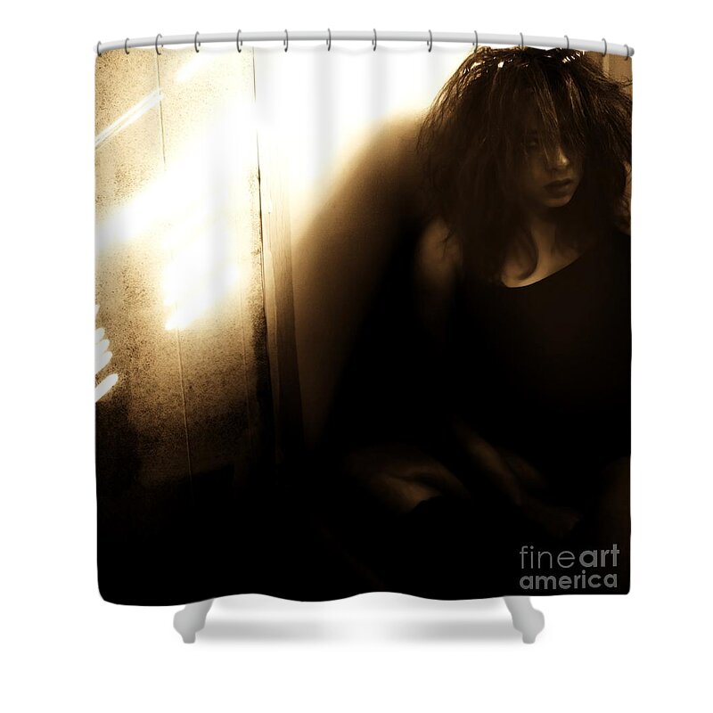 Brown Shower Curtain featuring the photograph Dejection by Jessica S