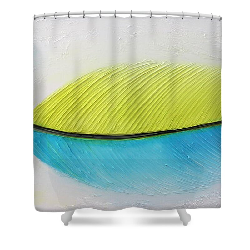 White Shower Curtain featuring the painting Delighted_1 by Preethi Mathialagan