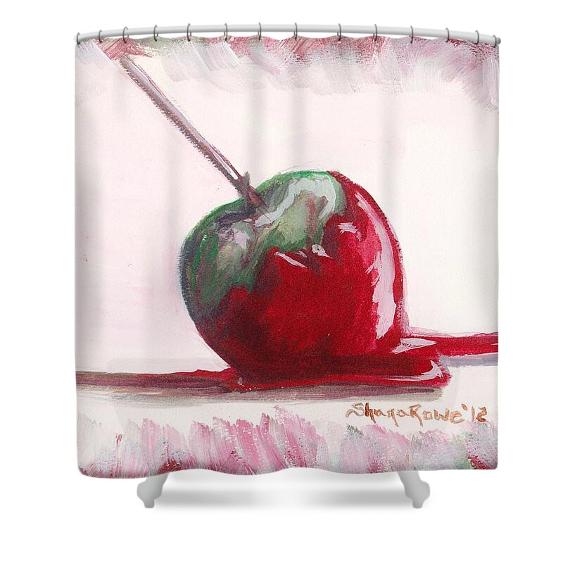 Candy Apple Shower Curtain featuring the painting Delightfully Delectable 4 Candy Apple by Shana Rowe Jackson