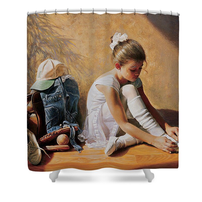 Dancer Shower Curtain featuring the painting Denim to Lace by Greg Olsen