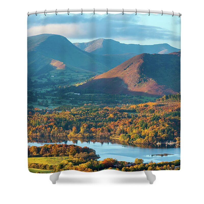 Viewpoint Shower Curtain featuring the photograph Derwent Water And Newlands Valley, Lake by Chrishepburn
