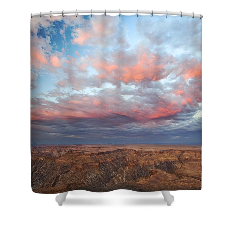 Vincent Grafhorst Shower Curtain featuring the photograph Desert And Fish River Canyon Namibia by Vincent Grafhorst