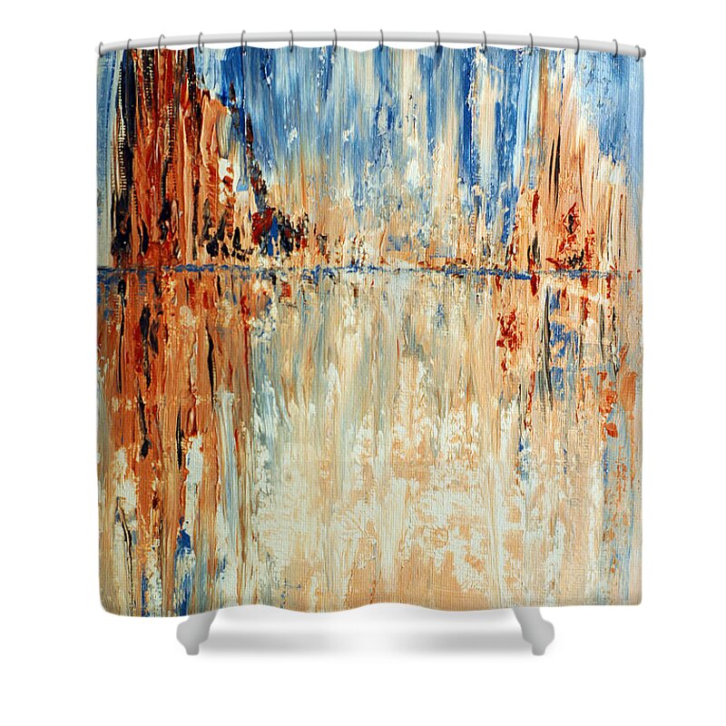 Desert Shower Curtain featuring the painting Desert Mirage by Donna Blackhall