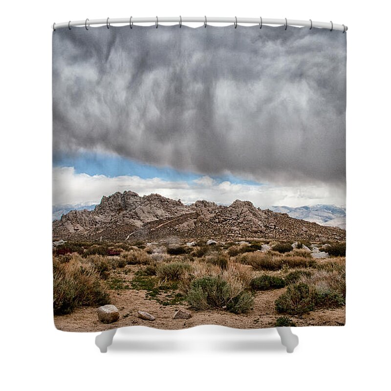 Clouds Shower Curtain featuring the photograph Desert Rain Storm by Cat Connor
