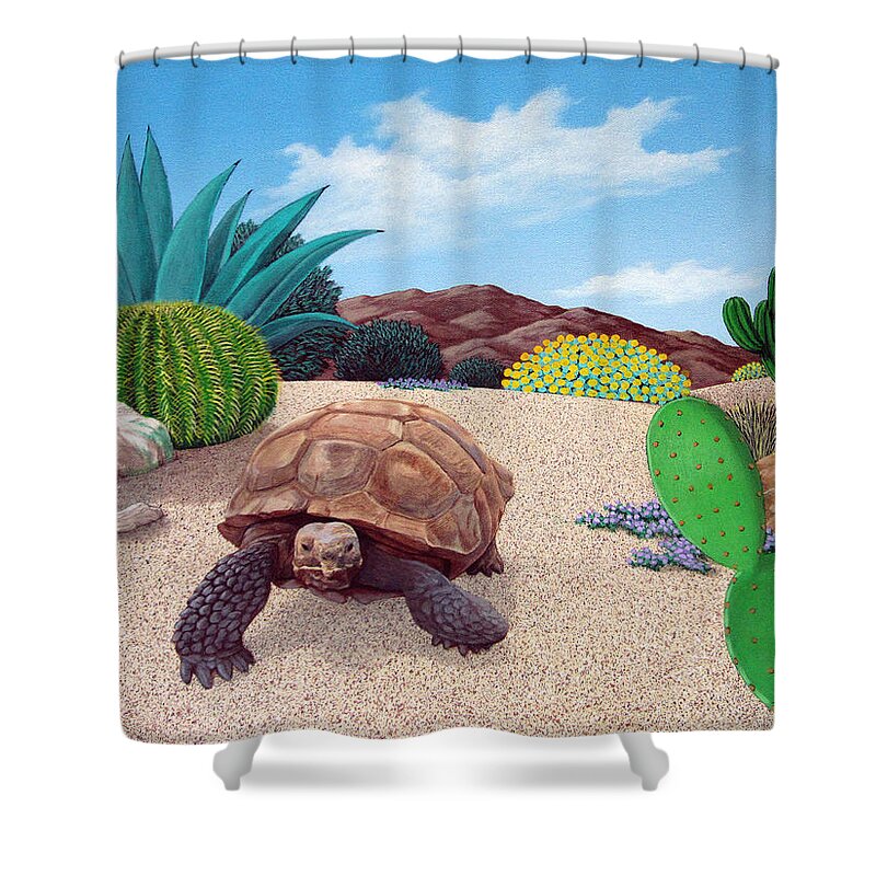 Tortoise Shower Curtain featuring the painting Desert Tortoise by Snake Jagger