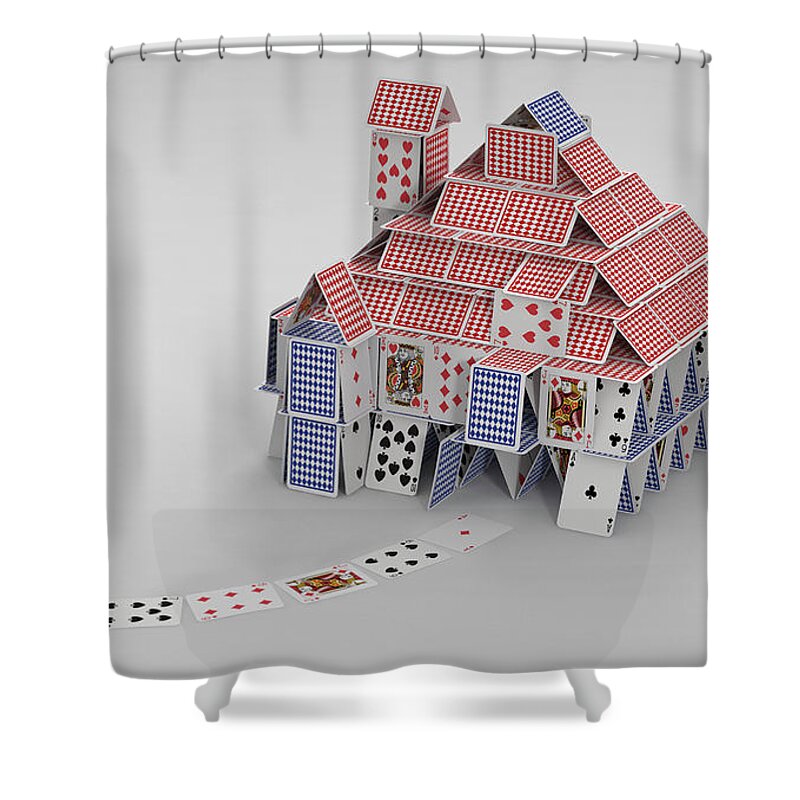 Architectural Shower Curtain featuring the photograph Detached House Of Cards by Ikon Images