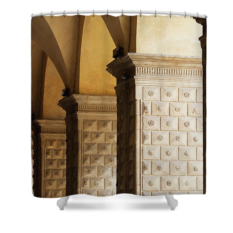 Arch Shower Curtain featuring the photograph Detail Of A Row Of Arched Colonnades by Michael Interisano / Design Pics