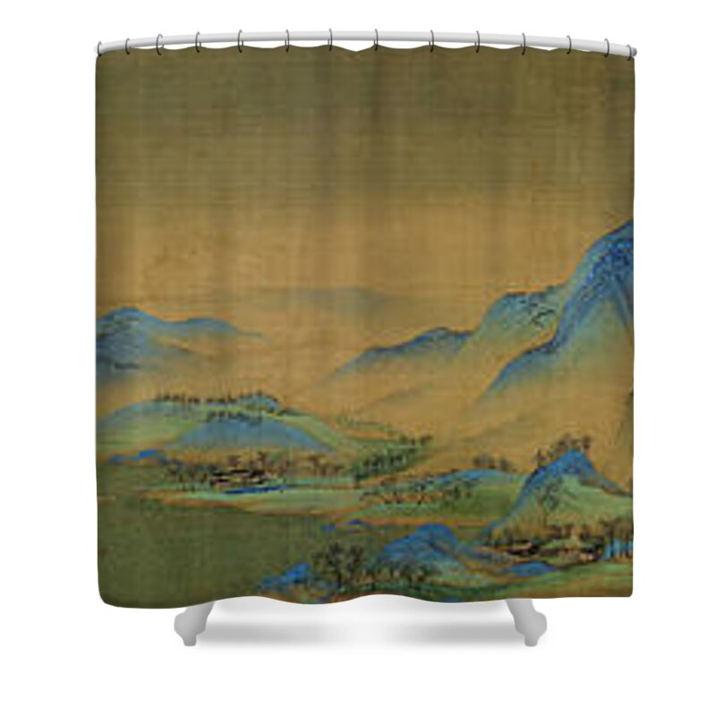 Detail Of A Thousand Li Of River Shower Curtain featuring the painting Detail of A Thousand Li of River by Celestial Images