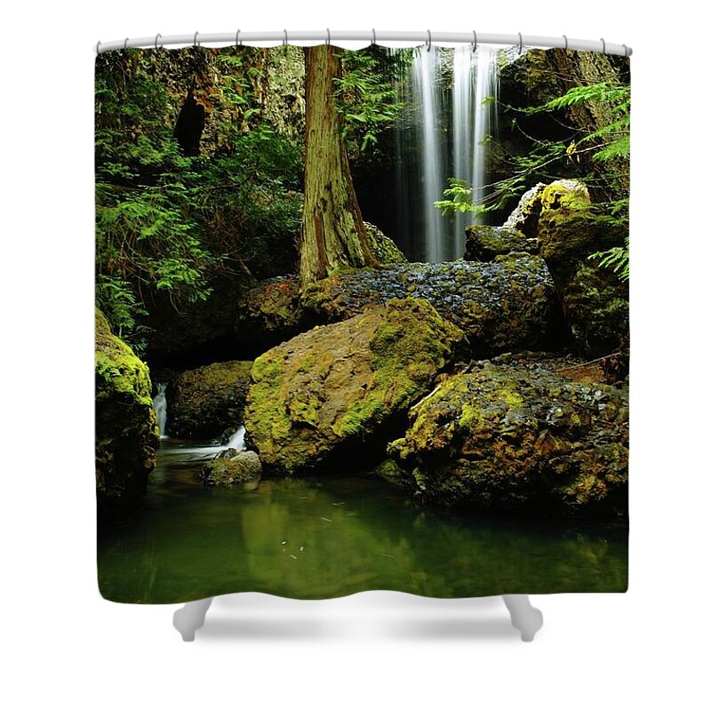 Boulder Cave Shower Curtain featuring the photograph Devil Creek Falls by Jeff Swan