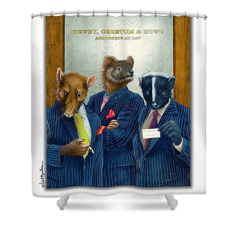 Will Bullas Shower Curtain featuring the painting Dewey Cheetum and Howe... by Will Bullas