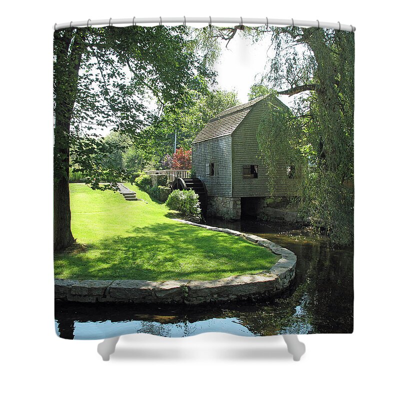 Landscape Shower Curtain featuring the photograph Dexters Grist Mill by Barbara McDevitt