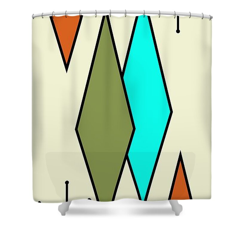 Mid-century Modern Shower Curtain featuring the digital art Diamond Gravel Art 1 by Donna Mibus