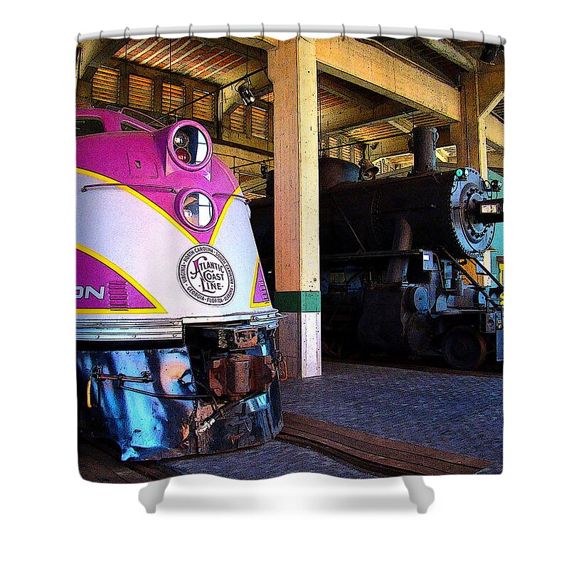 Fine Art Shower Curtain featuring the photograph Diesel and Steam by Rodney Lee Williams