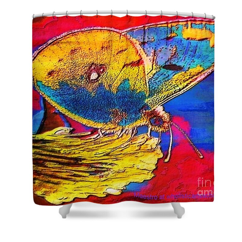 Digital Butterfly Shower Curtain featuring the mixed media DIGITAL Mixed Media BUTTERFLY by PainterArtist FIN
