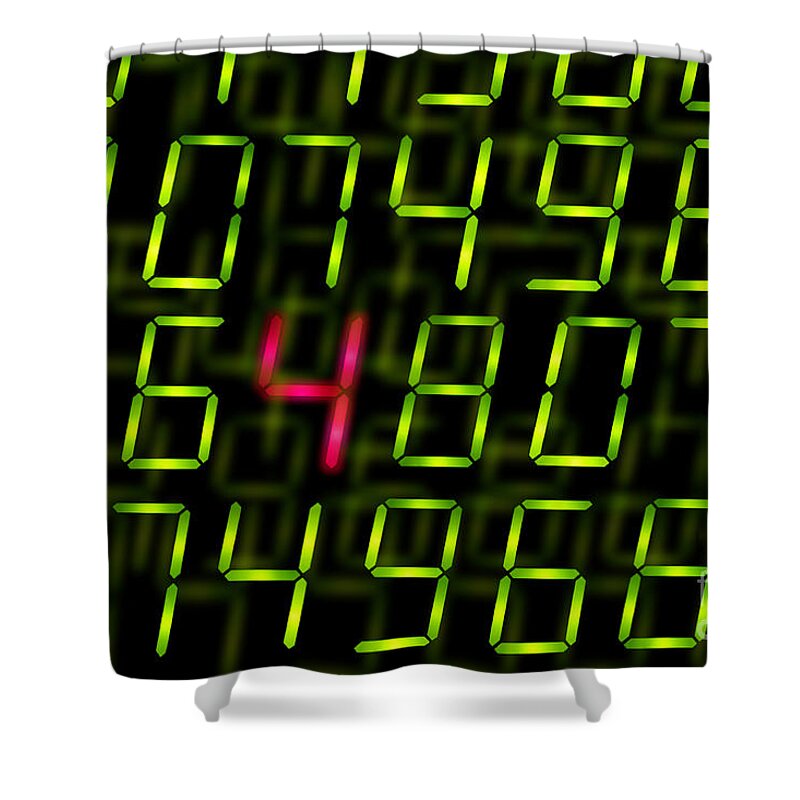 Secret Shower Curtain featuring the photograph Digital numbers with one highlighted by Simon Bratt